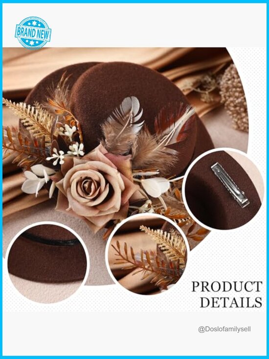 Mini Derby Fascinator Hat Handmade Retro High Tea Party Top Hair Clip Veil main image 6
